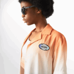 Men Lacoste V0ZN1584 Orange White Yellow Z81 LIVE Relaxed Fit Gradated Print Shirt - Image 2