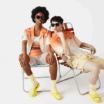 Men Lacoste V0ZN1584 Orange White Yellow Z81 LIVE Relaxed Fit Gradated Print Shirt - Image 3