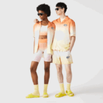 Men Lacoste V0ZN1584 Orange White Yellow Z81 LIVE Relaxed Fit Gradated Print Shirt - Image 4