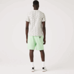 Men Lacoste V0ZN1585 Green HEE LIVE Heritage Print Cotton Fleece Shorts - Image 3