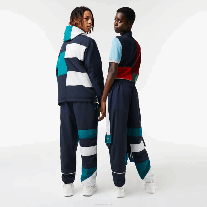 Men Lacoste V0ZN1586 Multicolor C50 Water-Repellent Patchwork Trackpants - Image 2