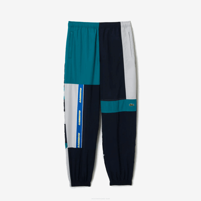 Men Lacoste V0ZN1586 Multicolor C50 Water-Repellent Patchwork Trackpants - Image 4
