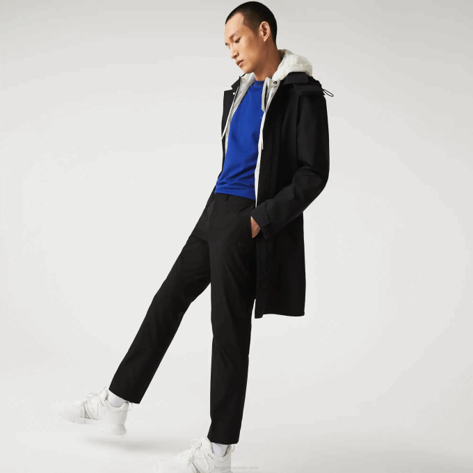 Men Lacoste V0ZN1588 Black 031 Slim Fit Light Water-Resistant Chinos - Image 1
