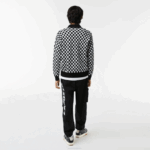 Men Lacoste V0ZN1590 Black White 9M0 Heritage Relaxed Fit Checkerboard Sweater - Image 3