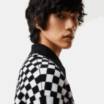 Men Lacoste V0ZN1590 Black White 9M0 Heritage Relaxed Fit Checkerboard Sweater - Image 4
