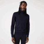 Men Lacoste V0ZN1592 Navy Blue 166 Turtleneck Merino Wool Sweater - Image 2