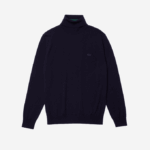 Men Lacoste V0ZN1592 Navy Blue 166 Turtleneck Merino Wool Sweater - Image 4