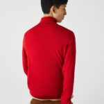 Men Lacoste V0ZN1593 Red 240 Turtleneck Merino Wool Sweater - Image 2