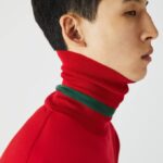 Men Lacoste V0ZN1593 Red 240 Turtleneck Merino Wool Sweater - Image 3