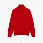 Men Lacoste V0ZN1593 Red 240 Turtleneck Merino Wool Sweater - Image 4