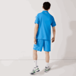 Men Lacoste V0ZN1595 Blue White 8PX SPORT Printed Side Bands Shorts - Image 3