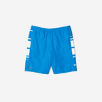 Men Lacoste V0ZN1595 Blue White 8PX SPORT Printed Side Bands Shorts - Image 5