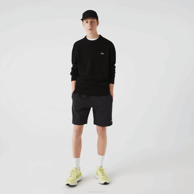 Men Lacoste V0ZN1597 Grey EL6 Organic Brushed Cotton Fleece Shorts - Image 1