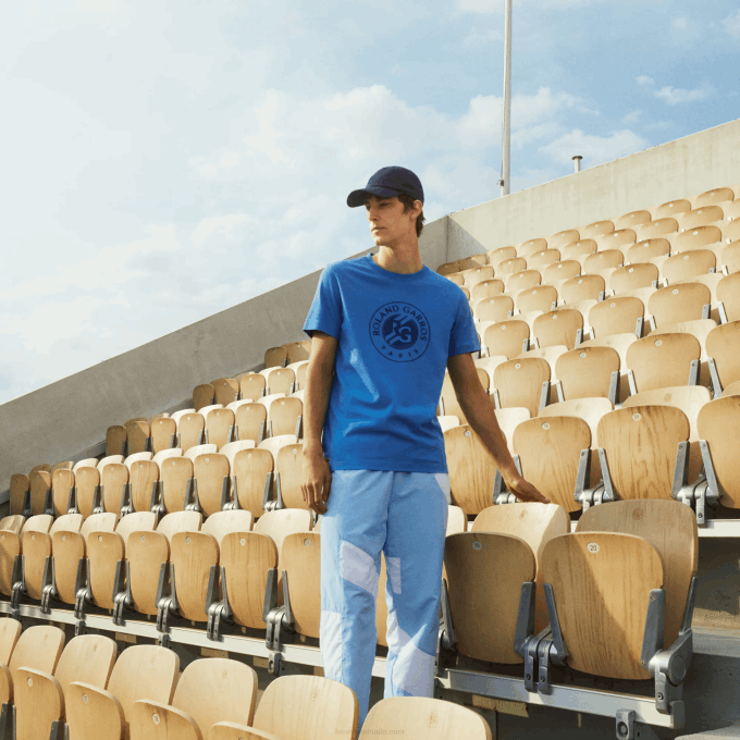 Men Lacoste V0ZN1601 Navy Blue YD2 SPORT Roland Garros Organic Cotton T-Shirt - Image 1