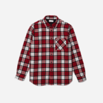 Men Lacoste V0ZN1607 White Red Navy Blue SXB Regular Fit Checkered Thick Flannel Overshirt - Image 5