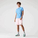 Men Lacoste V0ZN1611 Pink HCQ LIVE Flecked Cotton Fleece Shorts