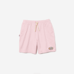 Men Lacoste V0ZN1611 Pink HCQ LIVE Flecked Cotton Fleece Shorts - Image 4