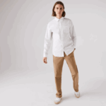 Men Lacoste V0ZN1614 White 001 Regular Fit Cotton Poplin Shirt