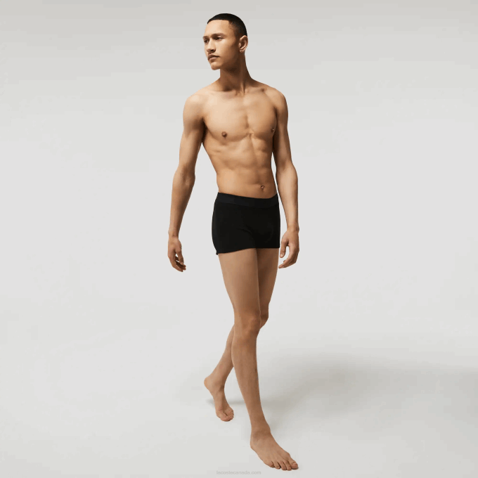 Men Lacoste V0ZN1616 Black Grey Chine SNP L.12.12 Pique Boxer Briefs 2-Pack - Image 4