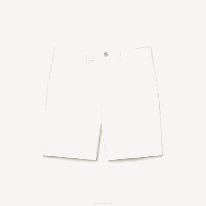 Men Lacoste V0ZN1618 White 001 Regular Fit Cotton Gabardine Bermuda Shorts - Image 5