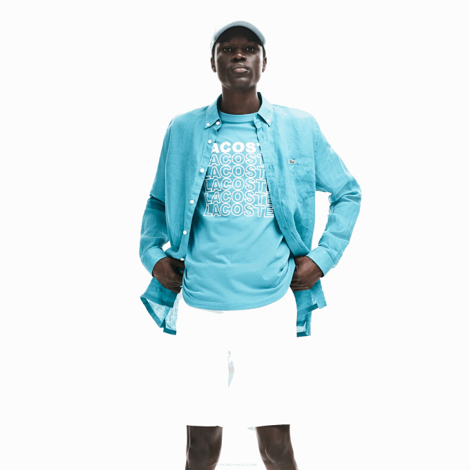 Men Lacoste V0ZN1618 White 001 Regular Fit Cotton Gabardine Bermuda Shorts - Image 1