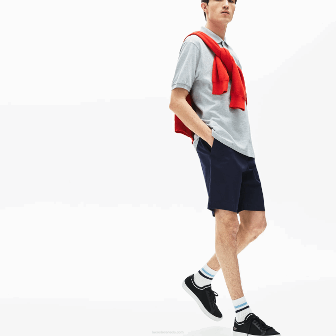 Men Lacoste V0ZN1619 Navy Blue 166 Regular Fit Cotton Gabardine Bermuda Shorts - Image 2