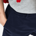 Men Lacoste V0ZN1619 Navy Blue 166 Regular Fit Cotton Gabardine Bermuda Shorts - Image 6