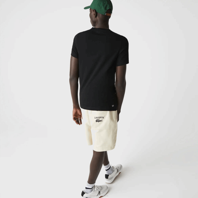 Men Lacoste V0ZN161 Black White 258 SPORT 3D Print Crocodile Breathable Jersey T-Shirt - Image 3