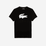 Men Lacoste V0ZN161 Black White 258 SPORT 3D Print Crocodile Breathable Jersey T-Shirt - Image 5