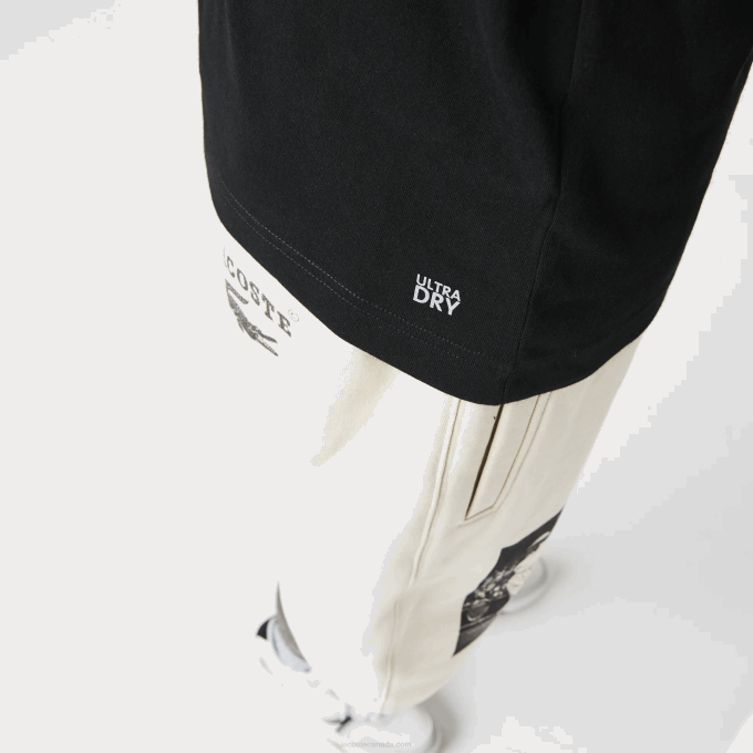 Men Lacoste V0ZN161 Black White 258 SPORT 3D Print Crocodile Breathable Jersey T-Shirt - Image 6
