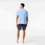 Men Lacoste V0ZN1622 Blue Khaki Green Dark Grey 8Z0 Velvet Logo Short Pajama Set - Image 3