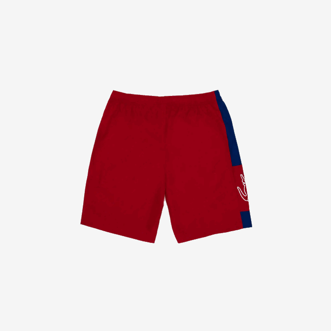 Men Lacoste V0ZN1625 Red Blue White WP7 SPORT Light Colorblock Shorts - Image 2