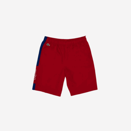 Men Lacoste V0ZN1625 Red Blue White WP7 SPORT Light Colorblock Shorts