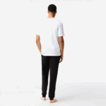 Men Lacoste V0ZN1627 White 001 Relaxed Fit Branded Crocodile T-Shirt - Image 2