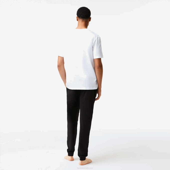 Men Lacoste V0ZN1627 White 001 Relaxed Fit Branded Crocodile T-Shirt - Image 2