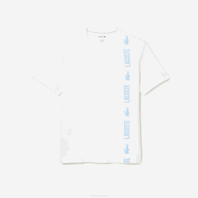 Men Lacoste V0ZN1627 White 001 Relaxed Fit Branded Crocodile T-Shirt - Image 3