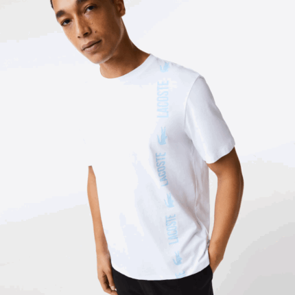 Men Lacoste V0ZN1627 White 001 Relaxed Fit Branded Crocodile T-Shirt