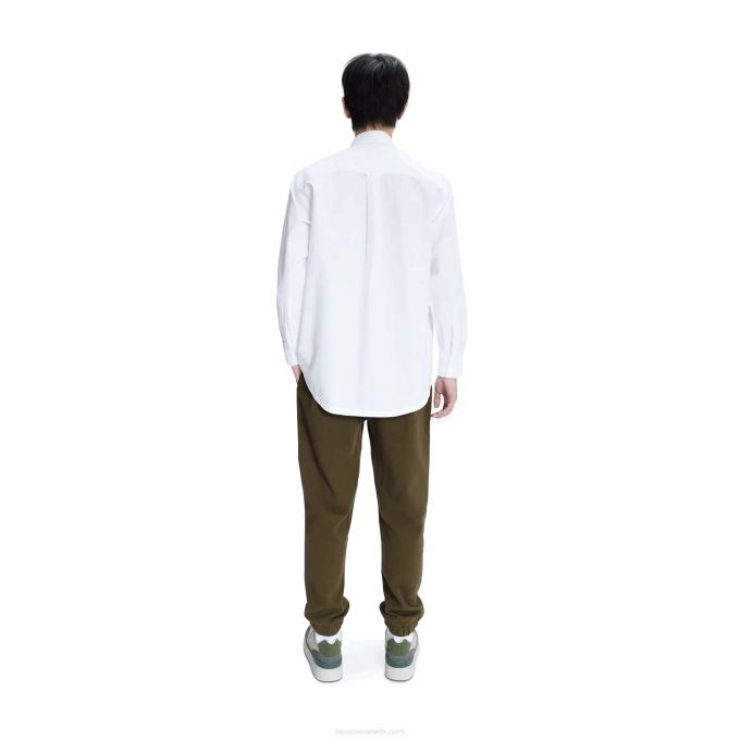 Men Lacoste V0ZN1631 White 001 A.P.C. Relaxed Fit Cotton Shirt - Image 2