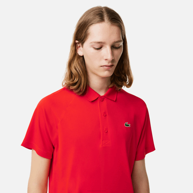 Men Lacoste V0ZN163 Red S5H SPORT Breathable Abrasion-Resistant Interlock Polo - Image 2
