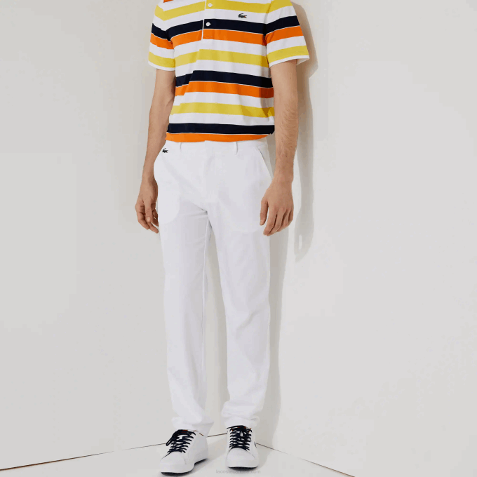 Men Lacoste V0ZN1641 White 001 SPORT Stretch Golf Chino Pants - Image 6