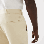 Men Lacoste V0ZN1642 Beige 68S Cotton And Linen Blend Pleated Pants - Image 6
