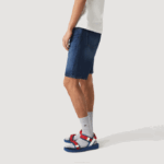 Men Lacoste V0ZN1644 Blue MK9 Slim Fit Stretch Cotton Denim Bermuda Shorts - Image 2