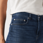 Men Lacoste V0ZN1644 Blue MK9 Slim Fit Stretch Cotton Denim Bermuda Shorts - Image 4
