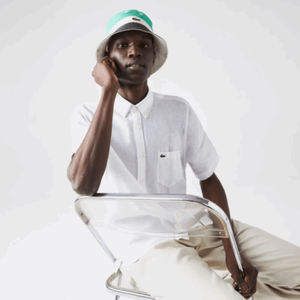 Men Lacoste V0ZN1646 White 001 Regular Fit Linen Shirt