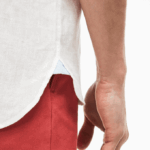 Men Lacoste V0ZN1646 White 001 Regular Fit Linen Shirt - Image 6