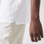 Men Lacoste V0ZN1646 White 001 Regular Fit Linen Shirt - Image 8