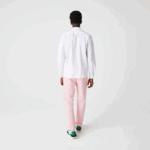 Men Lacoste V0ZN1648 White 001 Slim Fit Concealed Placket Stretch Cotton Poplin Shirt - Image 3