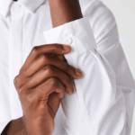 Men Lacoste V0ZN1648 White 001 Slim Fit Concealed Placket Stretch Cotton Poplin Shirt - Image 7