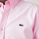 Men Lacoste V0ZN1649 Light Pink ADY Slim Fit Premium Cotton Shirt - Image 6