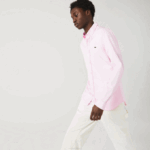 Men Lacoste V0ZN1649 Light Pink ADY Slim Fit Premium Cotton Shirt - Image 7